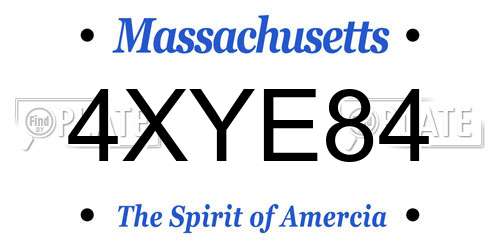 4XYE84 Massachusetts License Plate