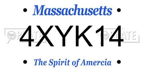 4XYK14 Massachusetts License Plate