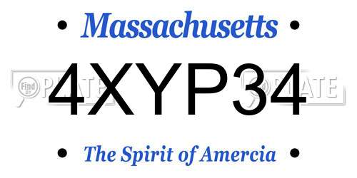 4XYP34 Massachusetts License Plate