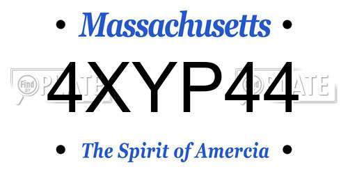 4XYP44 Massachusetts License Plate