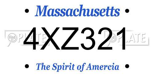 4XZ321 Massachusetts License Plate