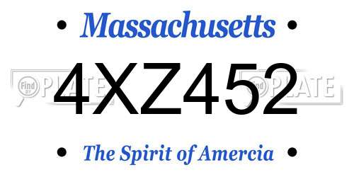 4XZ452 Massachusetts License Plate