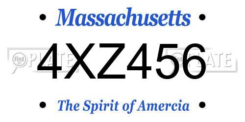 4XZ456 Massachusetts License Plate