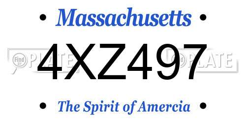 4XZ497 Massachusetts License Plate