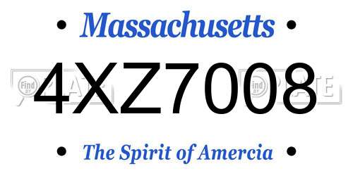 4XZ7008 Massachusetts License Plate