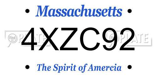 4XZC92 Massachusetts License Plate