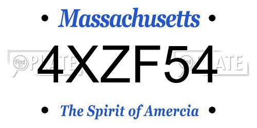 4XZF54 Massachusetts License Plate