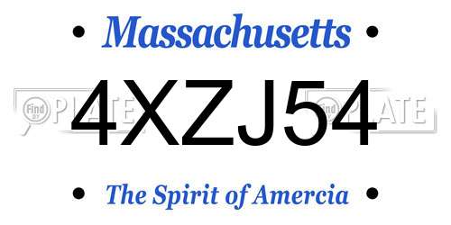 4XZJ54 Massachusetts License Plate