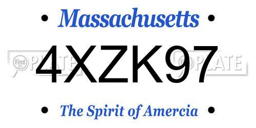 4XZK97 Massachusetts License Plate