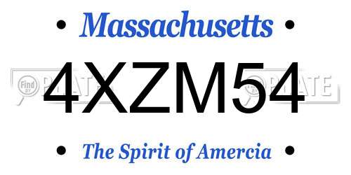 4XZM54 Massachusetts License Plate