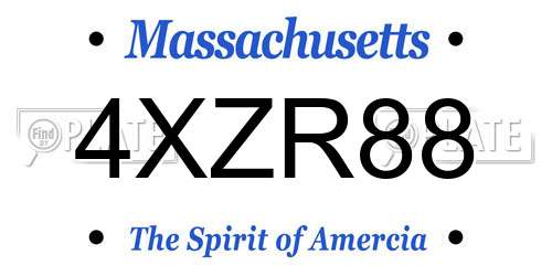 4XZR88 Massachusetts License Plate