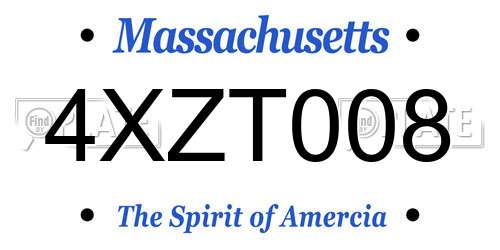 4XZT008 Massachusetts License Plate