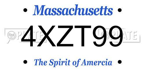 4XZT99 Massachusetts License Plate