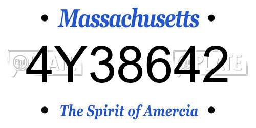 4Y38642 Massachusetts License Plate