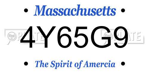 4Y65G9 Massachusetts License Plate