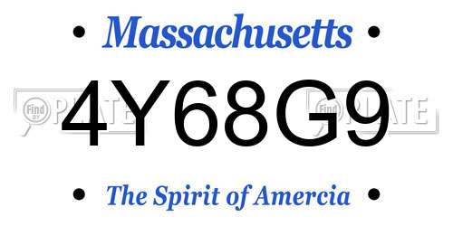 4Y68G9 Massachusetts License Plate