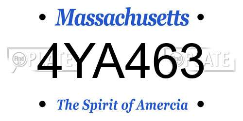 4YA463 Massachusetts License Plate