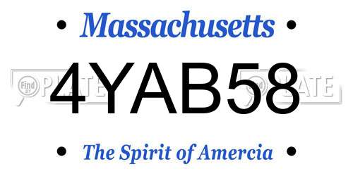 4YAB58 Massachusetts License Plate