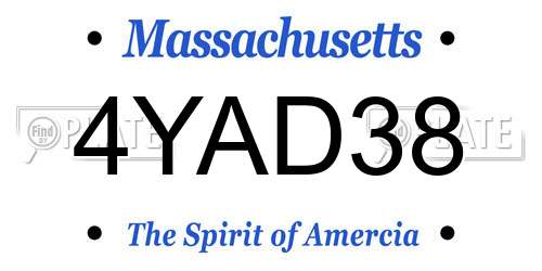 4YAD38 Massachusetts License Plate