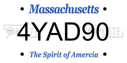 4YAD90 Massachusetts License Plate