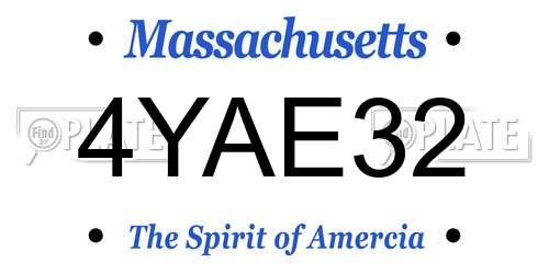 4YAE32 Massachusetts License Plate