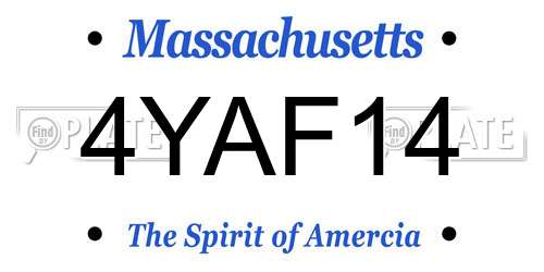 4YAF14 Massachusetts License Plate