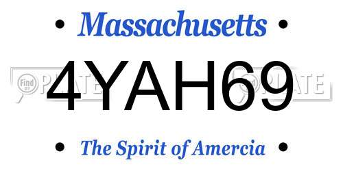 4YAH69 Massachusetts License Plate
