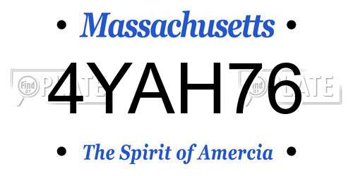4YAH76 Massachusetts License Plate