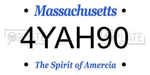 4YAH90 Massachusetts License Plate
