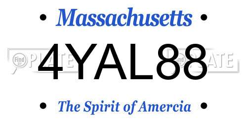 4YAL88 Massachusetts License Plate