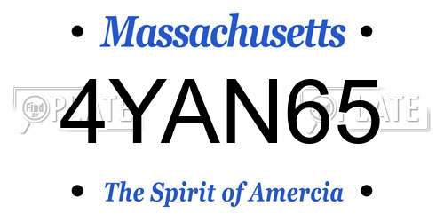 4YAN65 Massachusetts License Plate