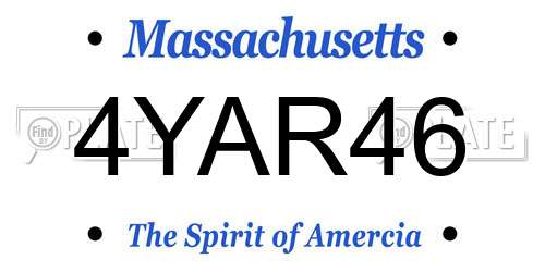 4YAR46 Massachusetts License Plate