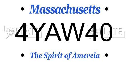 4YAW40 Massachusetts License Plate