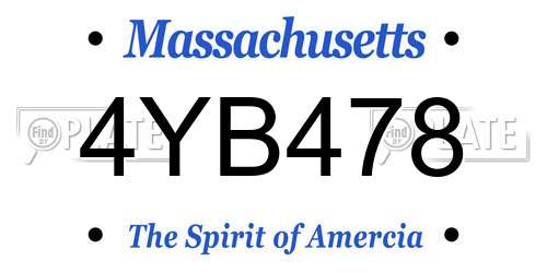 4YB478 Massachusetts License Plate