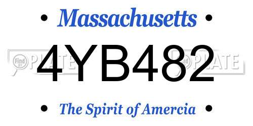 4YB482 Massachusetts License Plate