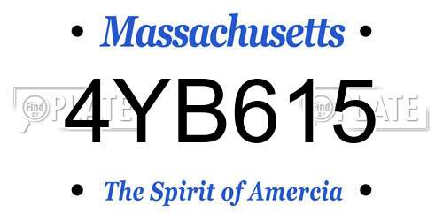 4YB615 Massachusetts License Plate