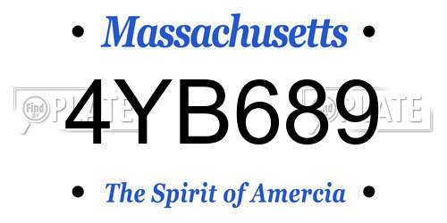 4YB689 Massachusetts License Plate