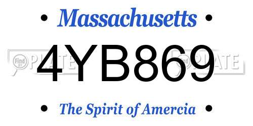 4YB869 Massachusetts License Plate