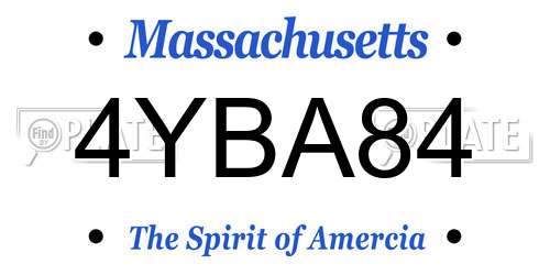 4YBA84 Massachusetts License Plate