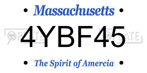 4YBF45 Massachusetts License Plate