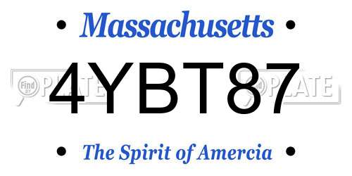 4YBT87 Massachusetts License Plate