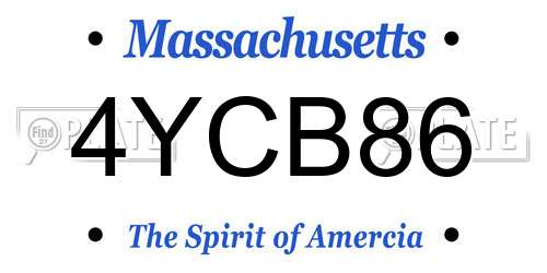 4YCB86 Massachusetts License Plate