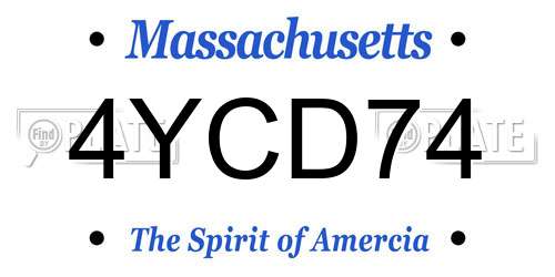 4YCD74 Massachusetts License Plate