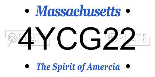 4YCG22 Massachusetts License Plate