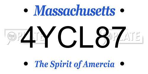 4YCL87 Massachusetts License Plate