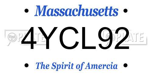 4YCL92 Massachusetts License Plate
