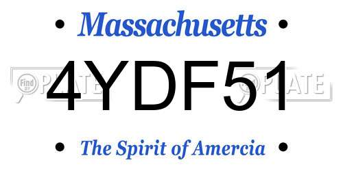 4YDF51 Massachusetts License Plate