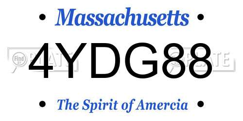 4YDG88 Massachusetts License Plate