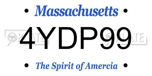 4YDP99 Massachusetts License Plate