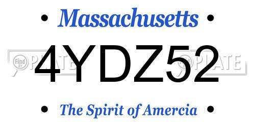 4YDZ52 Massachusetts License Plate